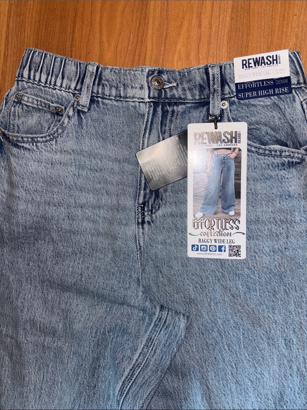 Rewash Baggy Boho Wide Leg Denim Jeans High Rise Women’s Sz 27 / 5 NWT